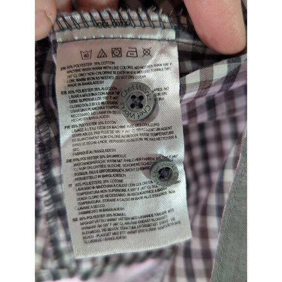 Chef Works Urban Collection Brown/White/Gray Gingham Long Sleeve Womens Size XS - Picture 5 of 10